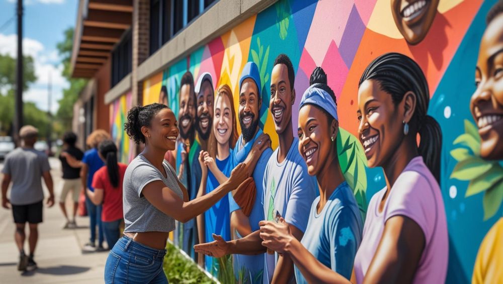 Mural sanatı içeren, sanatın toplum adına olduğu görüşünü benimseyen bir fotoğraf yapmanı istiyorum. Bu fotoğraf gerçekçi olmalı.-i685817fdcc5d4.jpg